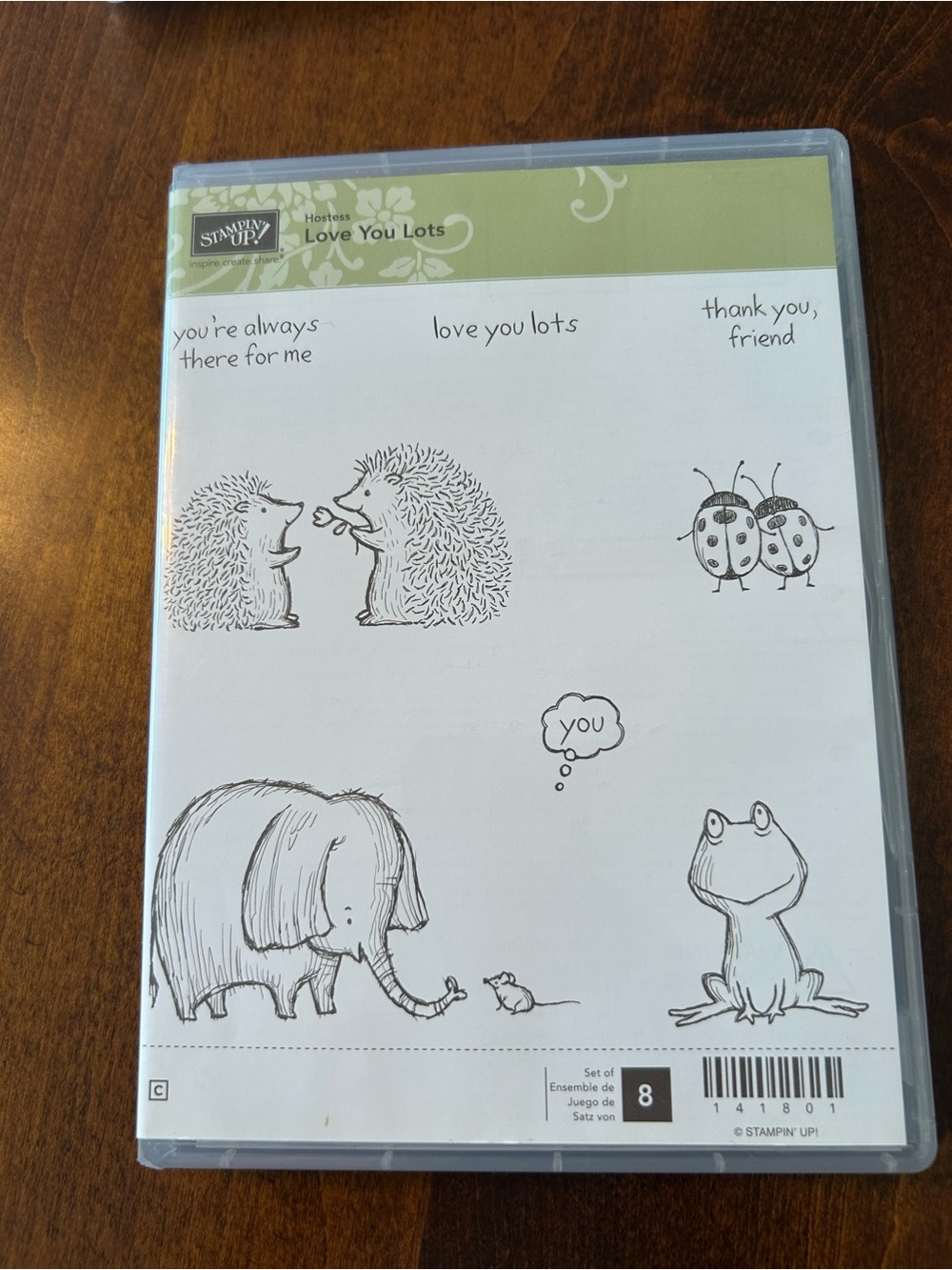 Stampin’ Up Love You Lots Retired Hostess 8 Pc Clear Mount Stamp Set